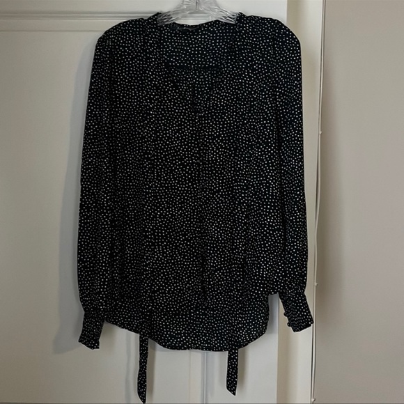 Lulu’s Polka Dot Blouse Neck Tie Detail - Picture 3 of 4